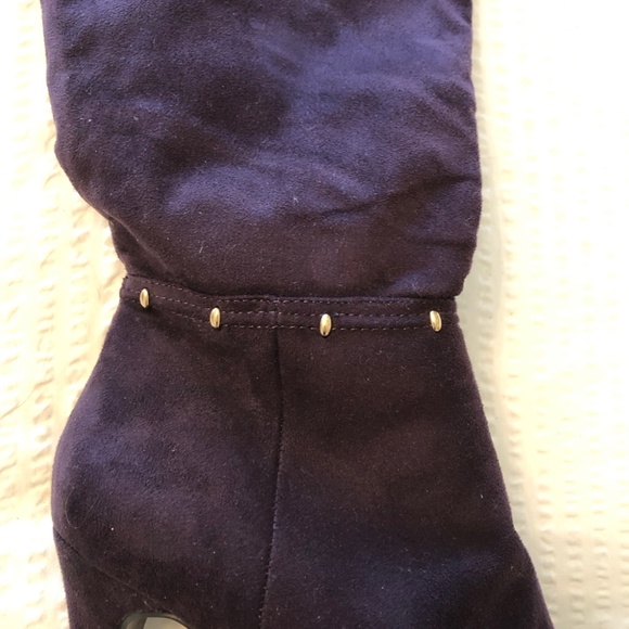 Purple/Eggplant, Suede boots with gold accent, size 7.5, worn once - Picture 2 of 5
